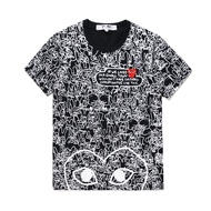 เสื้อขาตั้งกล้องแฟชั่น CDG Play สำหรับผู้หญิงและผู้ชายเสื้อคู่แบบลำลอง COMME Des GARCONS ลายการ์ตูนก