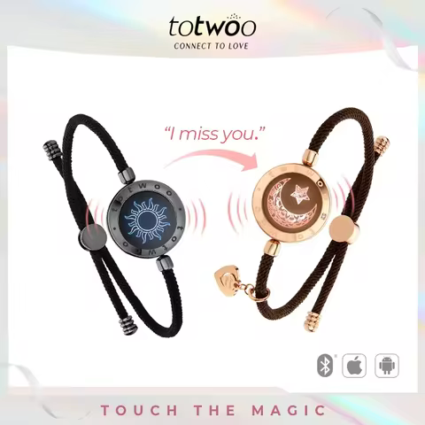 Totwoo Long Distance Touch Bracelets for Couples Long Distance Light Up&Vibrate Moutain&Sea Love Bra