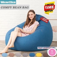 C3S （Only Sofa Cover）100*120CM Ready-made Bean Bag Sofa Cover Bean Beg Sofa Bag Chair Cover Indoor Cover