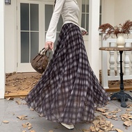 2025 Zhan Women's Character Skirt Retro Look Autumn Style Big Swing Say Waist Skirt Thin Character H
