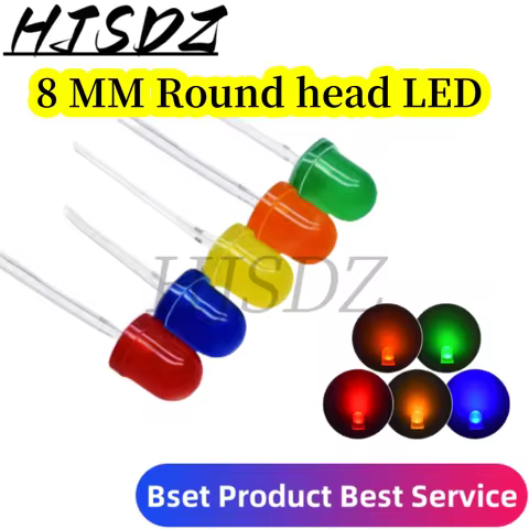 10PCS Sombrero de paja Super brillante LED F8 8MM,blanco, azul, verde, rojo, amarillo, diodo emisor 
