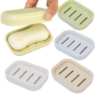 Double Layer Square Soap Dish with Cover Household Bathroom PP Drain Soap Box Travel Portable Creati