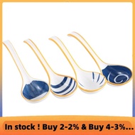 Ceramics Soup Spoons Set of Japanese Soup Spoon Long Handle Soup Spoons for Pho Ramen Noodles Wonton