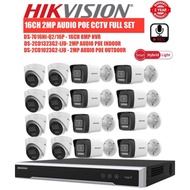HIKVISION 16CH 2.0MP DS-7616NI-Q2/16P NVR + 2MP PoE CAMERA CCTV IP Network Smart Hybrid Light Mic Vo