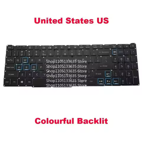 RGB Backlit Keyboard For ACER Predator Helios 300 LG5P_N90BL English US No Frame