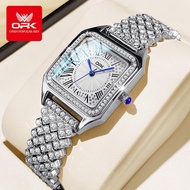 OPK Square Womens Watch Waterproof Stainless Steel Quartz Luminous Calendar Display Relo Fashion Lad