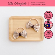 THEPONYTALE Kid Hair Tie 1pair [GPT6323] Bow Plaid Checker Vintage Cute Ribbon Girl Hair Accessories