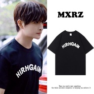 0713男团张远明星同款字母印花短袖2023夏季超火港风学生半袖上衣0713 Men's Team Zhang Yuan Star with Letter Printing20251219