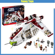75021 Republic Gunship Building Blocks Obi-Wan Skywalker Space Armored Spaceship Gifts Toys for Boys