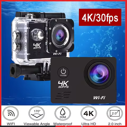 Action Camera Q1 Ultra HD 4K30FPS 16.0MP Wi-Fi 2.0" Screen 170D DVR Webcam Underwater 30M Helmet Vid