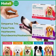 Zoetis Simparica Trio Chewable Tablet for Dogs 1.25-40kg All Breeds Dogs Against Fleas Ticks Heartwo