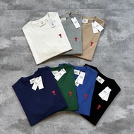 original NEW Ami Paris Basic Embroidered Short Sleeve T-shirt 240g Combed Cotton Full Details Of The