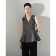 FLOMORS - FAILLE PEPLUM TOP DARK GREY