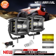New 5Inch Super Bright Side Shooter LED Driving Light 80000LM White &amp; Amber Spotlight Side Shooter free Wire Kit for Car 4x4 Offroad Truck Pickup 12V 24V