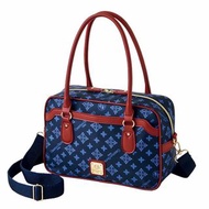 日本 CHRISTIAN OLIVIER PARIS 酒紅拼藍色帆布 雜誌附錄 Boston Chocolat 手挽袋