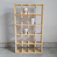Rak Kayu Jati Belanda / Rak Display Gelas Mug / Tumbler Starbucks Mini