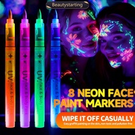 BEAUTYSTARTING 8 Colors Highlighters Temporary Tattoo Pen Makeup Glow in The Dark Face Paint Markers