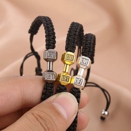[Ready Stock] Fashion Jewelry Simple Alloy Dumbbell Hand-woven Bracelet Men Adjustable Bracelet Brac