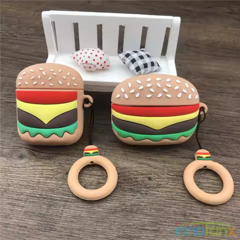 Cute Hamburger Case For Airpods 2/3/Pro Soft Silicone Cases For Apple Airpods2 Bluetooth Earphone Co