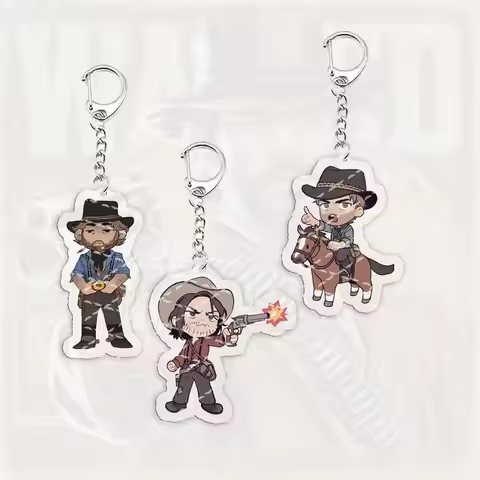 Arthur Morgan Chibi Keychain for Accessories Bag Acrylic RDR2 Arthur Morgan Key Chain KeyRing Pendan