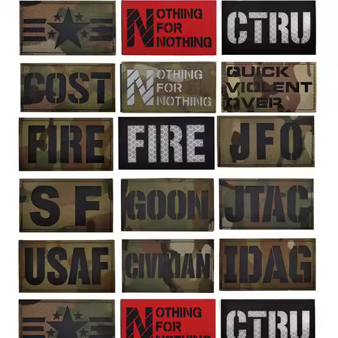 Tactical Military Morale Uniform Badge Hook Loop FIRE SF USAF CTRU JFO Goon IDAG JTAC Cost IR Reflec