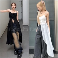Long chiffon maxi crop top with slits hottren personality ulzzang style
