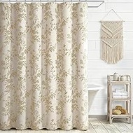 Beige Shower Curtain Vintage Linen Shower Curtain Floral Shower Curtains for Bathroom Boho Farmhouse
