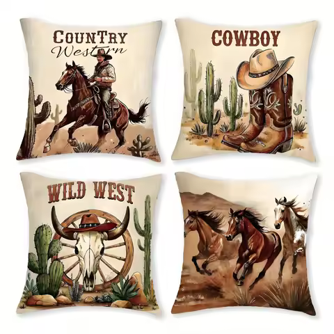1/4pcs Country Western Cowboy Wild West Themed Pillowcases Sofa cushion cover home bedroom room deco
