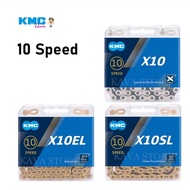 KMC 10 Speed MTB Road Bike Chain X10 X10EL X10SL 10V Bicycle Chains Extra Light Gold Silver Race Rus