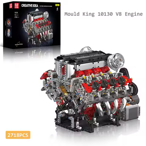 Mould King 10130 V8 Engine Model kit F488 Supercar V8 Engine Set Assembly Brick Toys Mechanic Engine