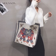 Bei Bao Bao มูสสันถุงผ้าวินเทจปักกระเป๋าถักกระเป๋าผ้ากระเป๋าสะพายไหล่