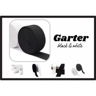 Shin Shop_10 yards, 20 yards and 40 yards - Elastic Band / Garter / Soft Strap (Black & White) 1cm