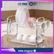 COD - INFORMA - RAK PIRING SUSUN STARLIGHT DISH RACK 2 TIER TRANSPARENT // atas westafel / model terbaru promo / stainless / susun / tertutup / lemari dapur / kecil mini / portable / plastik murah / dishrack