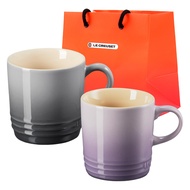 LE CREUSET 卡布奇諾馬克杯 200ml 2種+購物袋組 1套 藍鈴花紫色，燧石