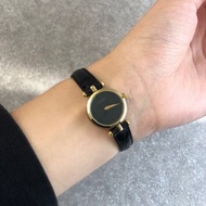 【日本直送名牌二手包】GUCCI 古馳 手錶 黑色 圓形錶盤 皮革 石英錶 vintage 古董 老品 tbwk7u