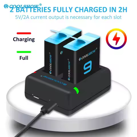 1800mAh Battery for Gopro Hero 9 Battery Charger Action Camera Accessories for Gopro Hero 12 11 10 9