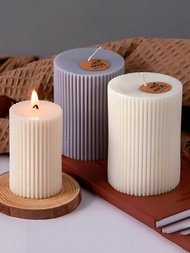 Diy圓柱形條紋和花紋矽膠模具,適用於製作蠟燭、芳香皂、石膏、環氧樹脂、家居裝飾