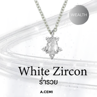 A.CEMI White Zircon Pear Nova Necklace (WG) สร้อยคอพลอยแท้ ไวท์เซอร์คอน สร้อยคอเงินแท้ ชุบทอง 18K