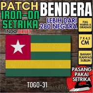 Indojersey TOGO Flag Patch Iron-On Canvas Sublimation Square Box 7 x 4.5 cm T-Shirt Jersey Jacket Ha