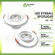 KF_ LED Eyeball 3W 7W Spotlight Recessed Downlight Home Lighting Room Ceiling Down Light Lampu Siling Hiasan Rumah