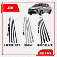 Perodua Bezza 2016 - 2025 Car Door Belt Moulding Window Trim Chrome Black Carbon Fiber Lining Kilat