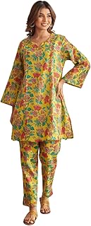 Women's Floral Printed A-line Cotton Blend V-Neck Co-ord Set (SD666-SD667)