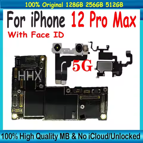 For iPhone 12 Pro Max Motherboard With Face ID Full chips Mainboard Original Unlocked 128gb/256g Cle