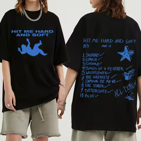 Billie-Hit Me Hard and Soft World Tour 2025 T-shirt Harajuku O-neck Casual Shirt Gift