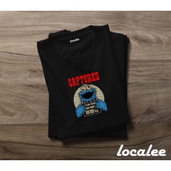 COOKIE MONSTER BLACK TSHIRT-CAPTURED COOKIE BLACK TEE- UNISEX TSHIRT/ UNISEX-MONS INC COOKIE MONSTER