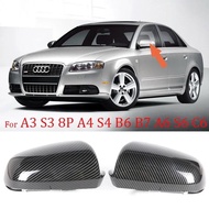Carbon Fiber Pattern Black Rearview mirror cover Replacement For Audi A3 S3 8P 05-08 A4 S4 B6 B7 8E 