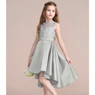 Dress Anak Grey Brokat/Baju Anak Cewek/Gaun Anak Pesta