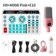 Siborie soundcard H9+M998 Mic +E10 headset paket lengkap Mixer Bluetooth sound card for Streaming La