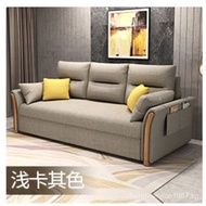 （IN STOCK）Multifunctional Foldable Sofa Bed Dual-Purpose Retractable Small Apartment Storage Single Bed with Rollers Technology Fabric Living Room Bed
