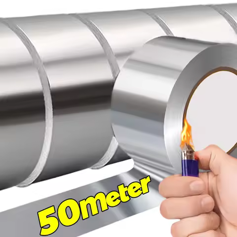 Aluminium Foil Tape Silver Heat Resistant Leakproof Adhesives Patching Repair Anti-Leakage Duct Tape